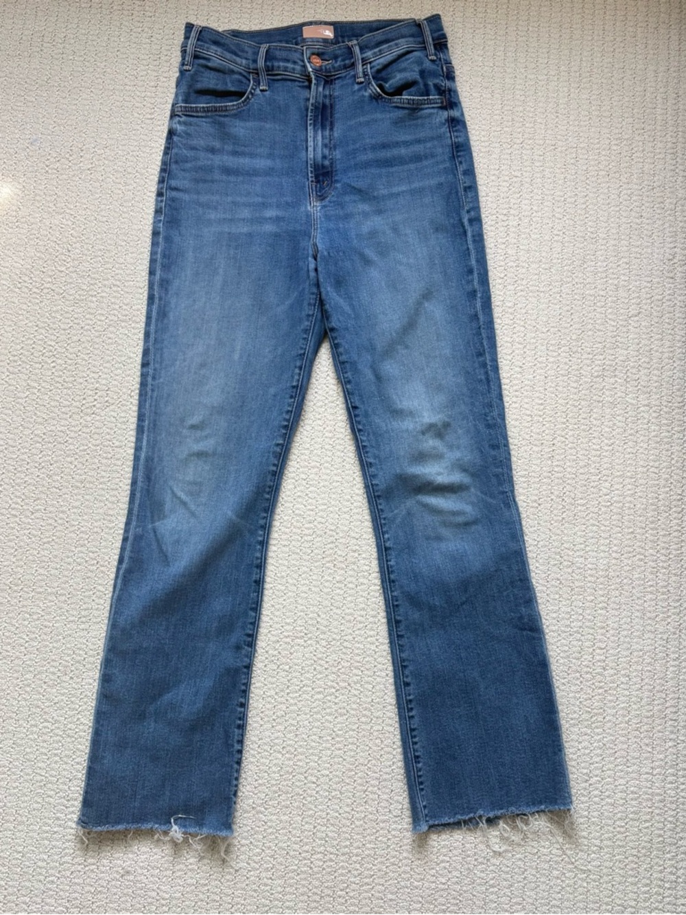MOTHER The Hustler Ankle Fray Jeans Size 29  Raw Hem Crop Denim